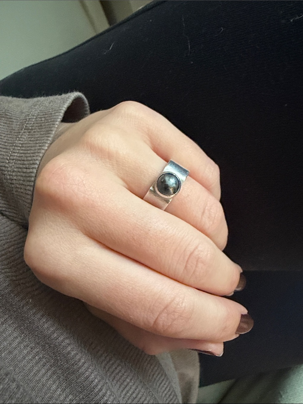 Sterling Silver Pearl Dome Ring - Women Jewelry - Sz. 6.5